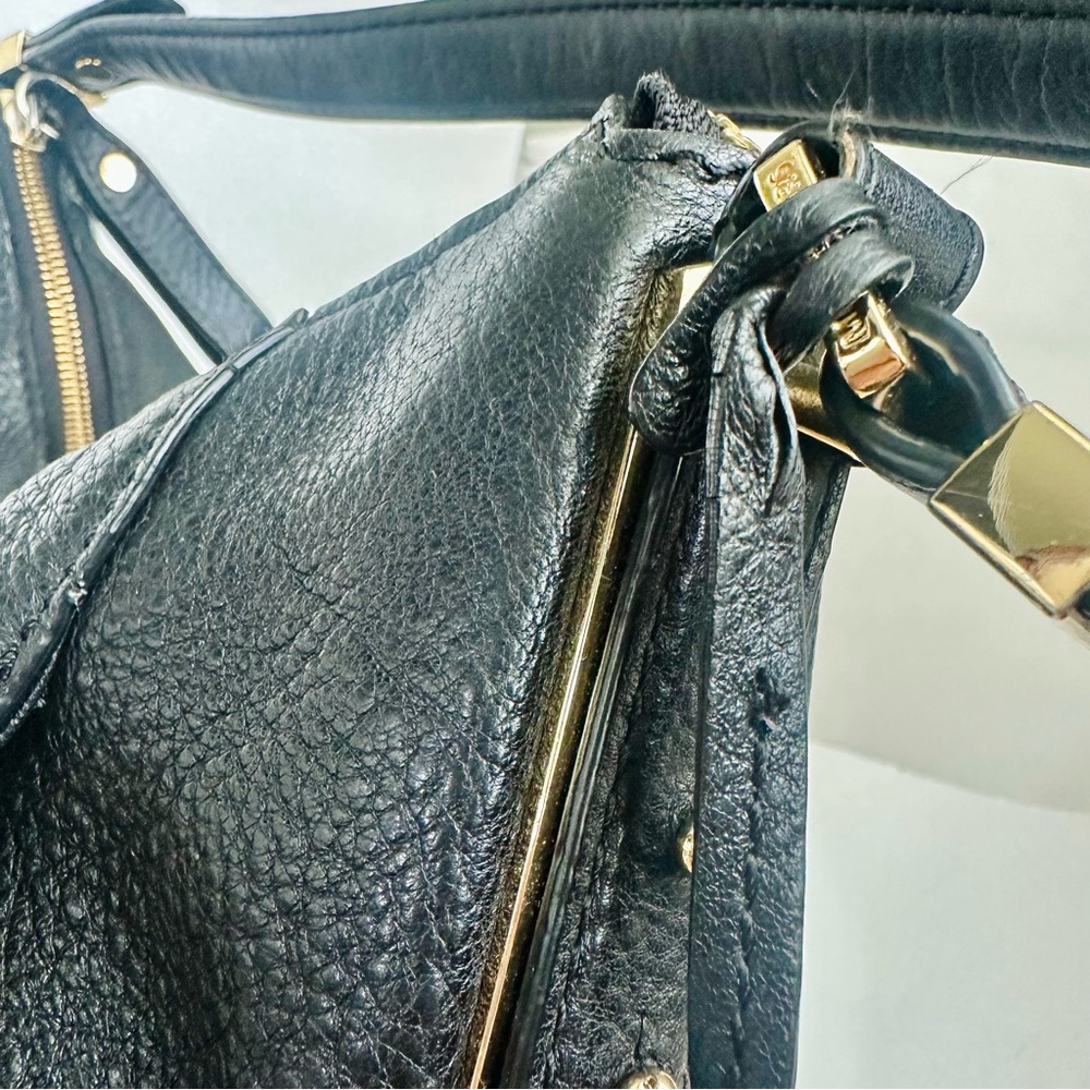 🥂SOLD🥂Vintage Michael Kors Bowery Black Boho Pebbled Leather Shoulder Bag Purse - Picture 8 of 14